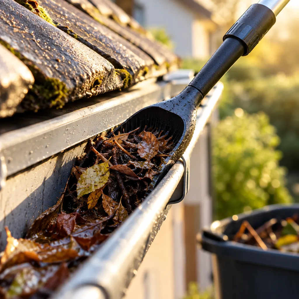 Nettoyage de gouttières bouchées par les feuilles à Gaillon